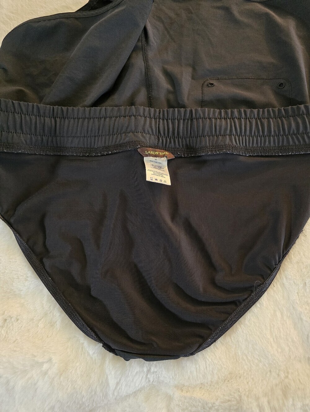 Lands' End Women’s Black Swim Short with Drawstring and Underpant - Picture 7 of 10